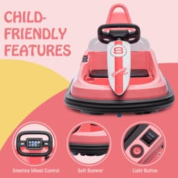Bumper Car for Toddlers 6V Electric Ride On Toys for Kids 1.9 MPH Max Speed Steering Wheel 360 Degree Spin 2-Speeds Lights Music