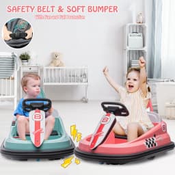 Bumper Car for Toddlers 6V Electric Ride On Toys for Kids 1.9 MPH Max Speed Steering Wheel 360 Degree Spin 2-Speeds Lights Music