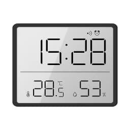 Mini Digital Alarm Clock Temperature Humidity Hourly Beep Magnetic Sucked Table Clock 12/24H Battery Powered LCD Wall Clock