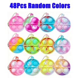 12/24/48Pcs Mini Pop Fidget Toy Pack Kit Keychain Stress Relief Toys Party Favors Office Desk Toy for Kids Adults Brinquedos