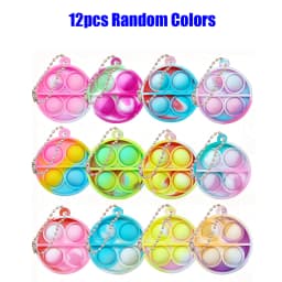 12/24/48Pcs Mini Pop Fidget Toy Pack Kit Keychain Stress Relief Toys Party Favors Office Desk Toy for Kids Adults Brinquedos