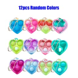 12/24/48Pcs Mini Pop Fidget Toy Pack Kit Keychain Stress Relief Toys Party Favors Office Desk Toy for Kids Adults Brinquedos