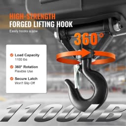 SucceBuy 1100lbs 1500W Electric Hoist Winch Portable Power Winch Crane with Wireless Remote Control for Overload Protection