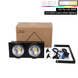 SHEHDS High Power 2 eyes 200W Cool Warm/ RGBWA+UV 6in1 LED COB Blinder For Stage Theater Uplight Decorative Effect Light
