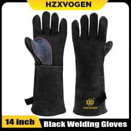 HZXVOGEN 14/16inch Welding Gloves For ARC TIG MIG Welder Works Barbecue Kitchen Stove Heat-Resistant Leather Protective Gloves