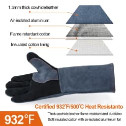 HZXVOGEN 14/16inch Welding Gloves For ARC TIG MIG Welder Works Barbecue Kitchen Stove Heat-Resistant Leather Protective Gloves