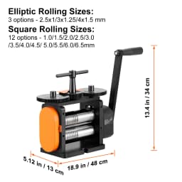 SucceBuy 45/57/75/76 mm Jewelry Rolling Mill Machine 3in1 Multi-function Rolling Mill for Metal Jewelry Making Sheet Square Wire