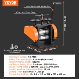 SucceBuy 45/57/75/76 mm Jewelry Rolling Mill Machine 3in1 Multi-function Rolling Mill for Metal Jewelry Making Sheet Square Wire