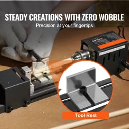 SucceBuy Mini Wood Lathe Machine 2.76inx6.3in 24VDC 96W Machine Accessories 7 Speed s for DIY Woodworking Wood Drill Rotary Tool