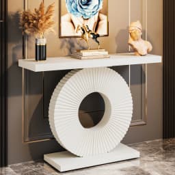 Tribesigns Modern Console Table with Geometric Base, 40 inch Wood Entryway Table Sofa Table Narrow Long Table