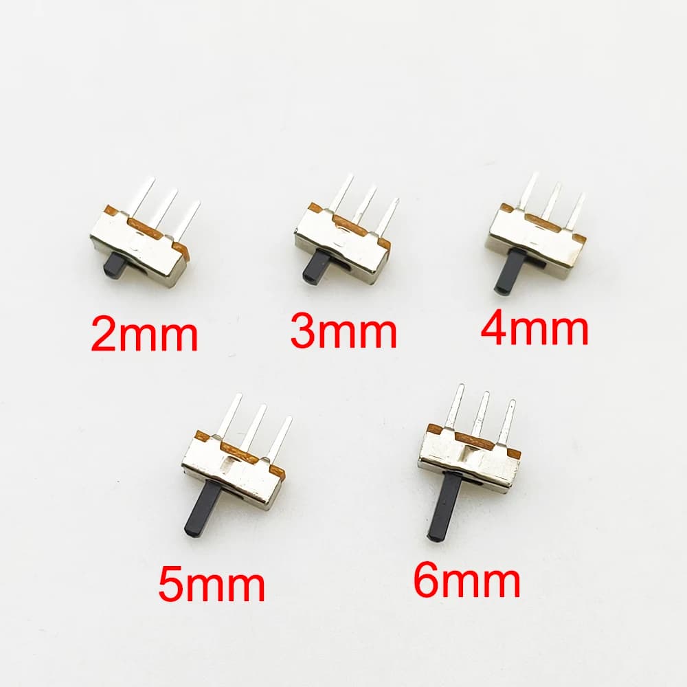 20Pcs SS12D00 Interruptor on-off mini Slide Switch 3pin 1P2T 2 Position High quality toggle switch Handle length:3MM/4MM/5MM/6MM