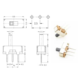 20Pcs SS12D00 Interruptor on-off mini Slide Switch 3pin 1P2T 2 Position High quality toggle switch Handle length:3MM/4MM/5MM/6MM