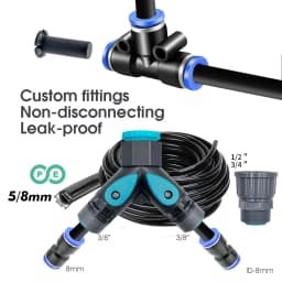 Garden 5/8mm PE Hose Sprayer Kit W/60W Self-priming Pump 20cm Universal Brass Nozzle Misting Watering System for Gazebo Plants