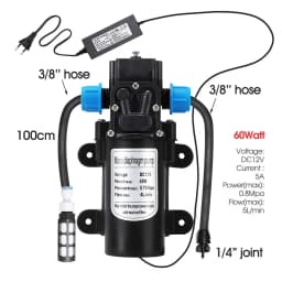 Garden 5/8mm PE Hose Sprayer Kit W/60W Self-priming Pump 20cm Universal Brass Nozzle Misting Watering System for Gazebo Plants