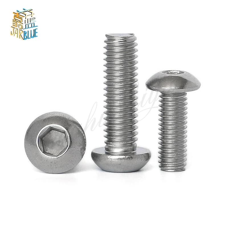 10pcs UNC 10#-24 1/4-20 US Coarse Thread 304 A2-70 Stainless Steel Allen Hex Hexagon Socket Button Head Round Screw Bolt ISO7380