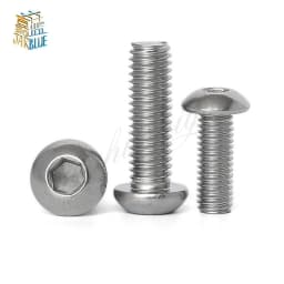 10pcs UNC 10#-24 1/4-20 US Coarse Thread 304 A2-70 Stainless Steel Allen Hex Hexagon Socket Button Head Round Screw Bolt ISO7380