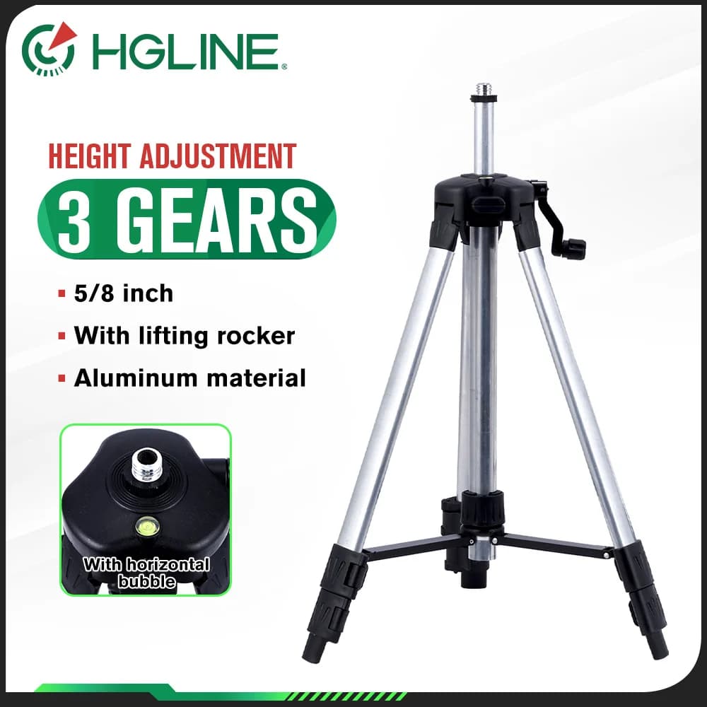 HGLINE 1.2M/1.5M Stretchable Laser Level Tripod Suitable for 5/8 Inch Laser Level Tools Aluminum Tripod with Lifting Rocker