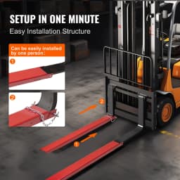 SucceBuy 1 Pair 72/82in Pallet Fork Extensions Sleeve Carbon Steel with Pins Forklift Attachments for Warehouse Cargo Handling