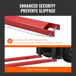 SucceBuy 1 Pair 72/82in Pallet Fork Extensions Sleeve Carbon Steel with Pins Forklift Attachments for Warehouse Cargo Handling