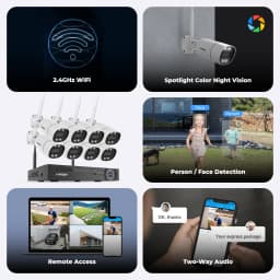 H.view 8CH 3MP 5MP Wireless 2.4GHz Wifi Camera Security System CCTV Camera Video Surveillance Kit NVR Outdoor Two-Way Audio