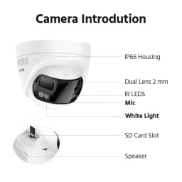 ANNKE 8MP Camera Security Dual Lens Human Detect Two Way Audio 180° Wide View Angle Panoramic Dual Lens Poe IP Camera