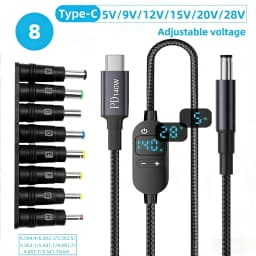 USB C to DC Power Boost Cable 140W Type C to 5V 9V 12V 15V 20V 28V Adjustable Voltage Adapter Connector Cord for Laptop Router