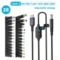 USB C to DC Power Boost Cable 140W Type C to 5V 9V 12V 15V 20V 28V Adjustable Voltage Adapter Connector Cord for Laptop Router