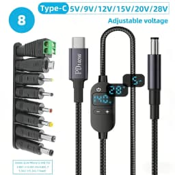 USB C to DC Power Boost Cable 140W Type C to 5V 9V 12V 15V 20V 28V Adjustable Voltage Adapter Connector Cord for Laptop Router
