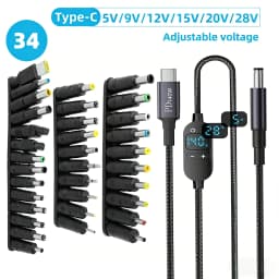 USB C to DC Power Boost Cable 140W Type C to 5V 9V 12V 15V 20V 28V Adjustable Voltage Adapter Connector Cord for Laptop Router