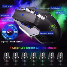 K680 Wireless Gaming Keyboard and Mouse Combo,Rainbow LED Backlit Keyboard with Rechargeable 3800mAh Battery Metal Panel