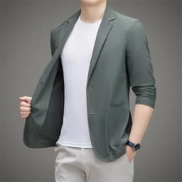 Minimalist Men Casual Blazer Ice Silk Nylon Spandex Seamless High Stretch Sun Protection Cooling Summer Breathable Tech Jacket