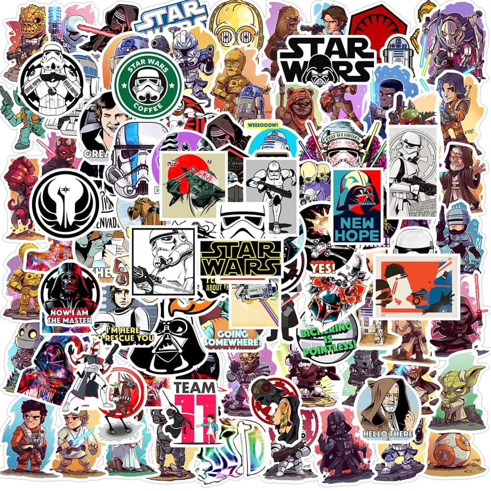 50/100PCS Disney Cool Star Wars Cartoon Sticker DIY Diary Laptop Luggage Skateboard Graffiti Decals Fun for Kid Toys