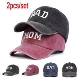 Unisex DAD MOM Letter Embroidery Wash Baseball Caps Spring and Autumn Outdoor Adjustable Casual Hats Sunscreen Hat