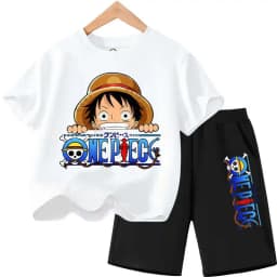 Summer Children Short Sleeve Clothes Set Anime Boy Girl T Shirt Shorts 2pcs One Piece Kids Outfit Chopper Luffy Tracksuit Suit