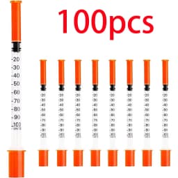 100/20pcs 1ml Plastic Syringe, Suitable for Veterinary Use and Dispensing Industrial Adhesives