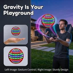 Pro Magic Gesture Control Hover Ball Flying Spinner, 360° Rotating Colorful LED Lights, Durable Outdoor Toy for Adults and Teens