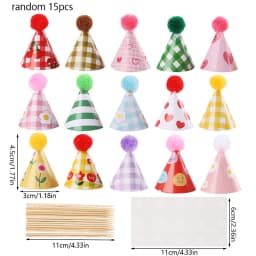 15Pcs/set Mini Birthday Hat Cake Toppers for Wedding Birthday Party Dessert Cake Decoration Baby Shower Cupcake Topper Christmas
