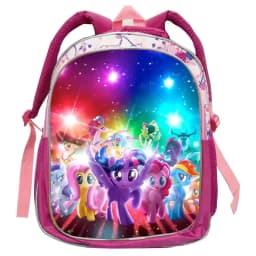 My Little Pony Rainbow Equestria Pink Backpack Kindergarten Schoolbags Double Shoulder Bag Leather Travel Bag Gifts
