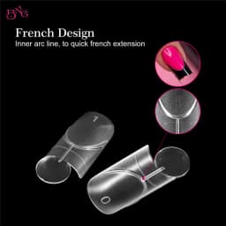 BNG 140Pcs Dual Forms with Inner Arc Line Oval Square Coffin Upper Forms for Quick French Matte Nail Molds for Nail Extensions