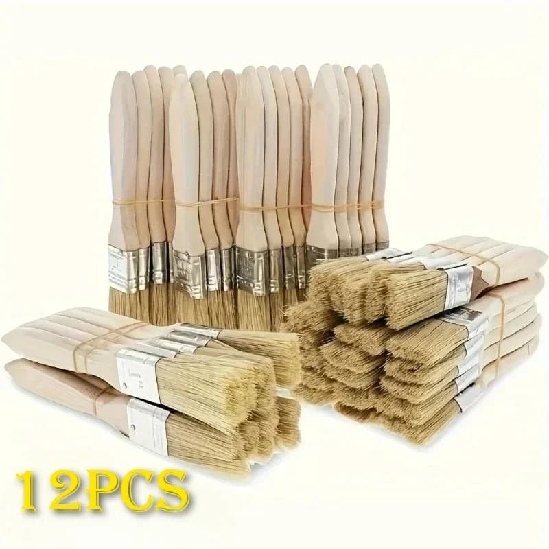 1/5/10/12/20/24 Pig Mane Brushes Suitable for Art Handicrafts Plastering Painting Glue Application Wooden Handles Brushes Brushe