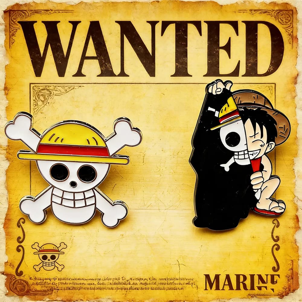 2pcs One Piece Luffy Anime Lapel Pins Set Enamel Brooches for Backpack Men Women Jewelry Accessory Cool Anime Badges