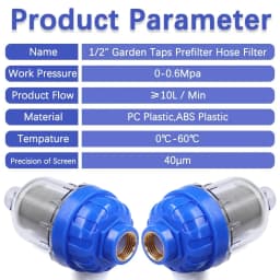 1/2" 40μm Prefilter 16mm Pacifier Garden Taps Faucet Filter Quick Connector 316 Stainless Steel Screen Irrigation Hose Adapter
