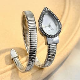 Elegant Ladies' Water-Drop Headed Watch with Snake-Shaped Band