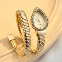 Elegant Ladies' Water-Drop Headed Watch with Snake-Shaped Band