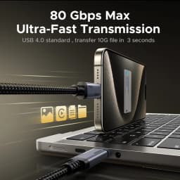 [80Gbps USB4] UGREEN USB C Full Function Cable 240W PD 3.1 Charging 16K@60Hz for USB C Monitors MacBook iPad Pro iPhone 17/16/15