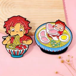 2pcs Cute Girls Enamel Pins Set Anime Brooches for Backpacks Hat Lapel Pins Badges for Fans Gifts Cosplay Accessories Toy