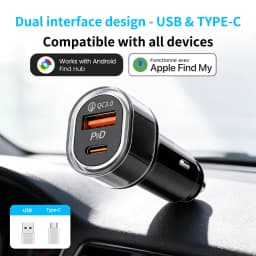 Universal Car Phone Charger USB Type-C 30W USB Quick Charging Adapter GPS Locator Tracker For IOS or Android System Find Hub App