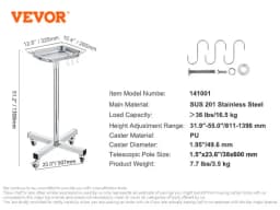 SucceBuy Stainless Steel Cart 3/2/1 Layers Lab Utility Cart Medical Cart w/ Lockable Universal Wheels for Clinic Kitchen Salon