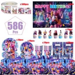KPOP GIRL KATSEYE Party Decorative Supplies Disposable Cutlery Cup and Plate Children's Birthday Group Balloon Baby Shower