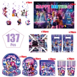 KPOP GIRL KATSEYE Party Decorative Supplies Disposable Cutlery Cup and Plate Children's Birthday Group Balloon Baby Shower